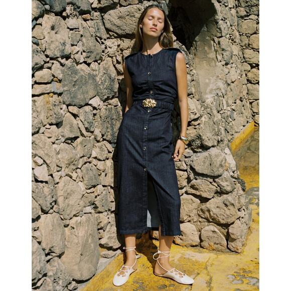 RARE!!! ZARA Belted Midi Dress NWT - Picture 2 of 14